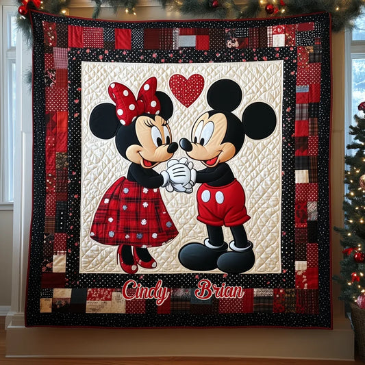 Plaid Hearts Forever - Personalized Custom Quilted Blanket - Gift For Couple, Boyfriend, Girlfriend