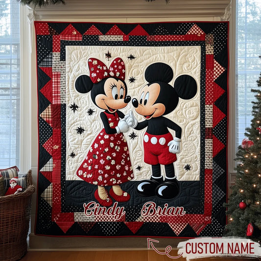 Holiday Couple - Personalized Custom Quilted Blanket - Gift For Couple, Boyfriend, Girlfriend