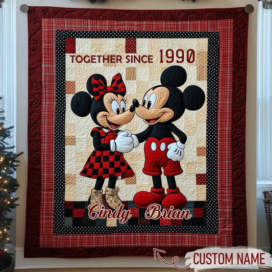 Together Since - Personalized Custom Quilted Blanket - Gift For Couple, Boyfriend, Girlfriend