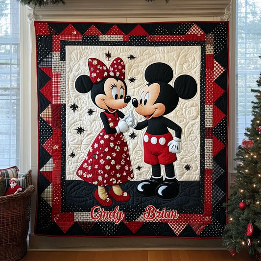 Holiday Couple - Personalized Custom Quilted Blanket - Gift For Couple, Boyfriend, Girlfriend