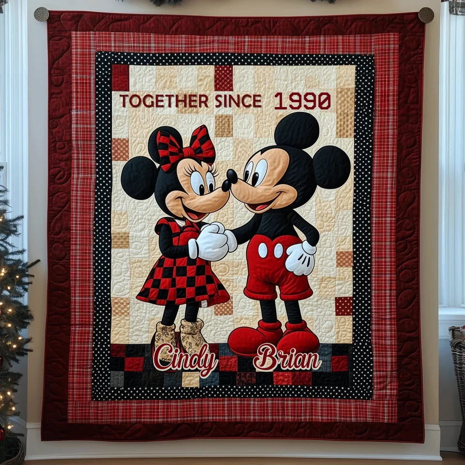 Together Since - Personalized Custom Quilted Blanket - Gift For Couple, Boyfriend, Girlfriend