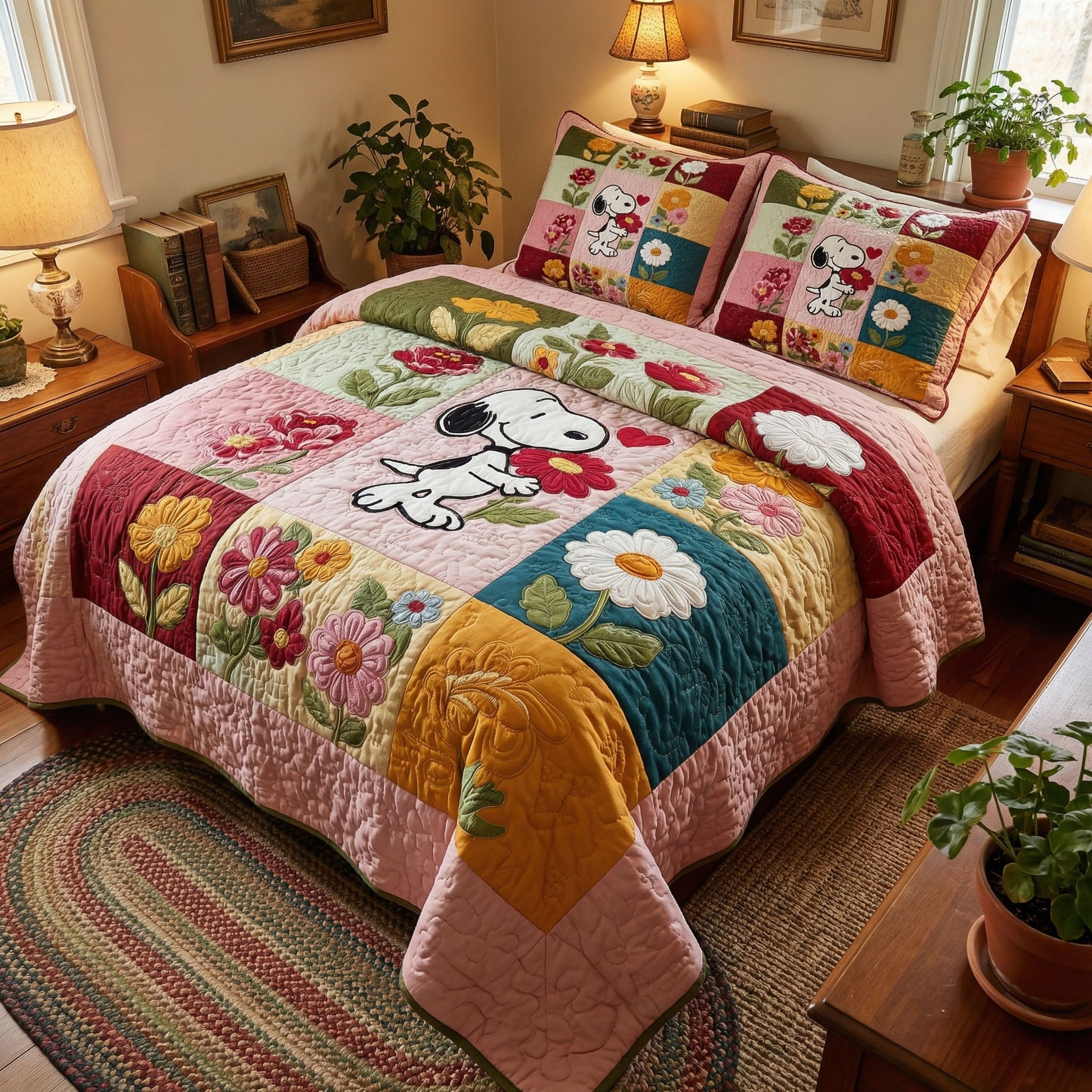 Blooming Garden 3-Piece Quilted Bedding Set DMC0PT080