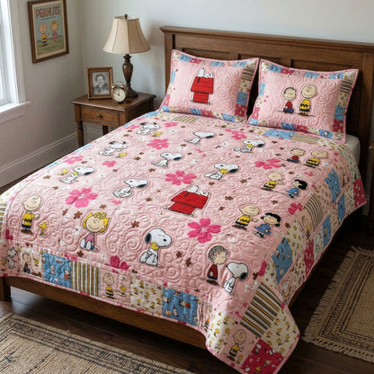 Blossom Friends 3-Piece Quilted Bedding Set DMC0NT173
