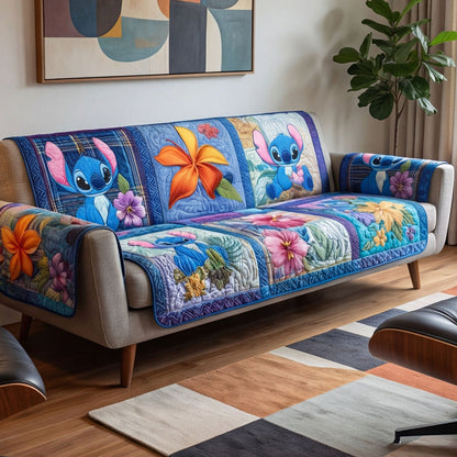Blue Serenity Quilted Sofa Cover DMC0NT157