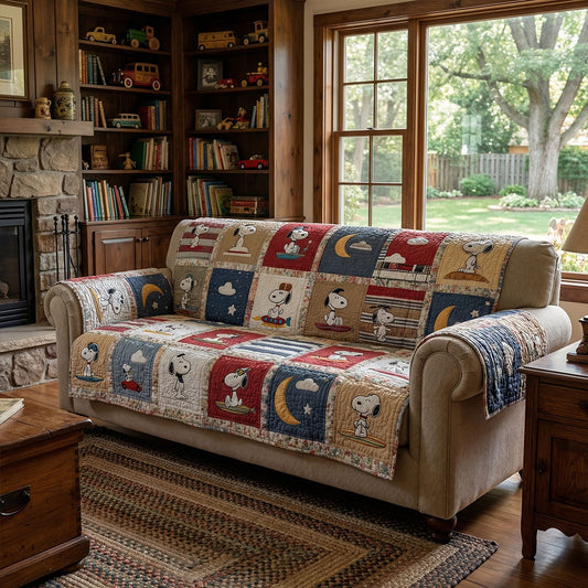 Cabin Story Blocks Quilted Sofa Cover DMC0PT090