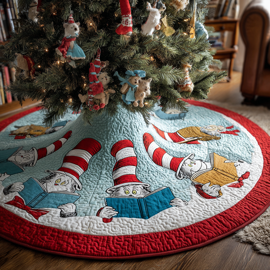 Candy Cane Book Club Quilted Tree Skirt NCU0HT112