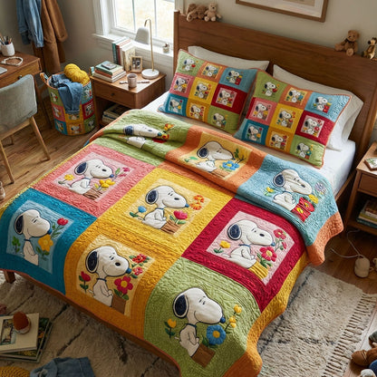 Cheerful Meadow Mosaic 3-Piece Quilted Bedding Set DMC0PT081