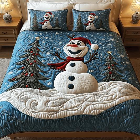 Christmas Snowman Bliss 3-Piece Quilted Bedding Set NCU0HT022