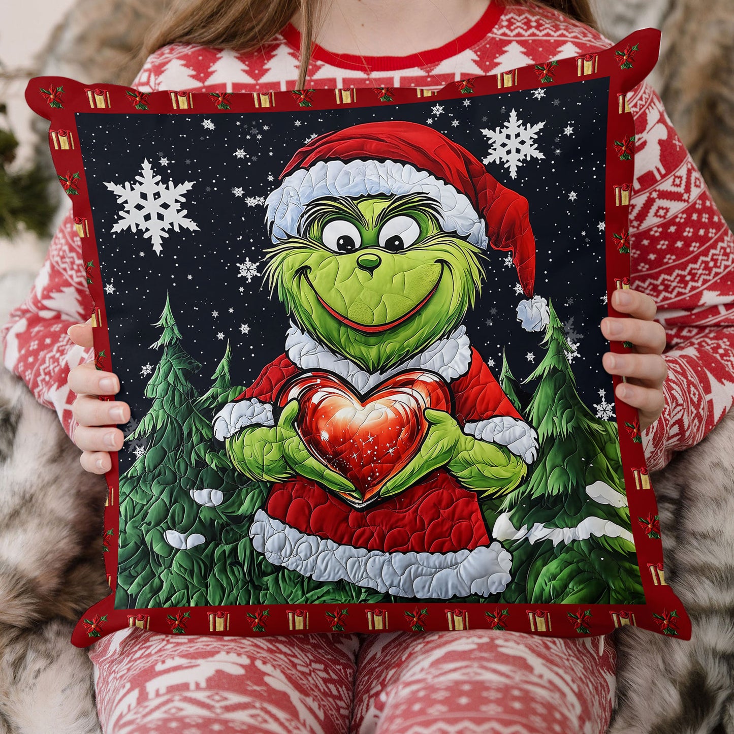 Christmas Spirit Twist Quilted Pillow Case NCU0LT056