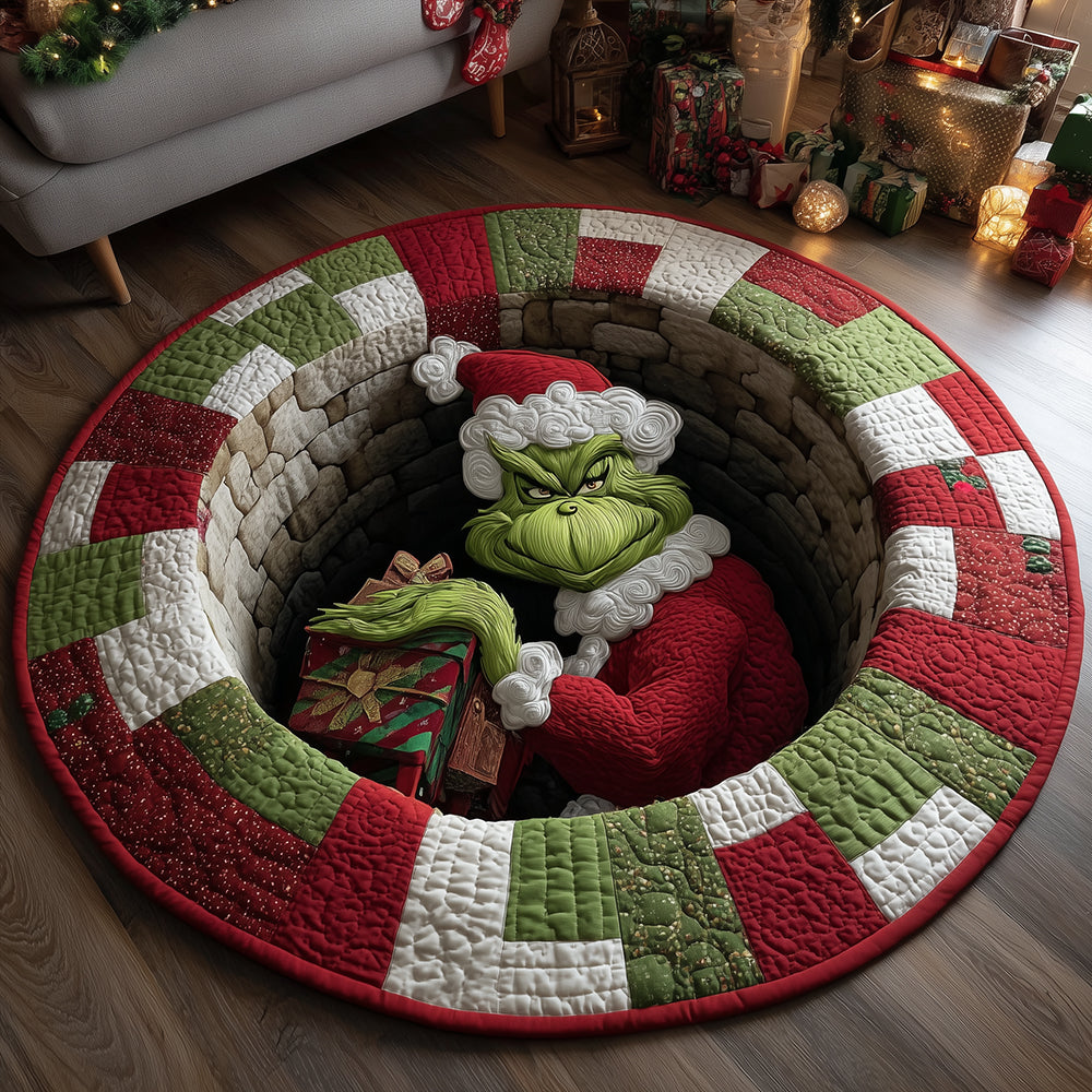 Christmas Tunnel Escape Quilted Round Mat NCU0HT088