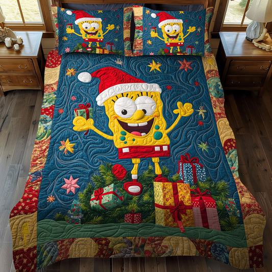Coral Christmas 3-Piece Quilted Bedding Set NCU0LT108