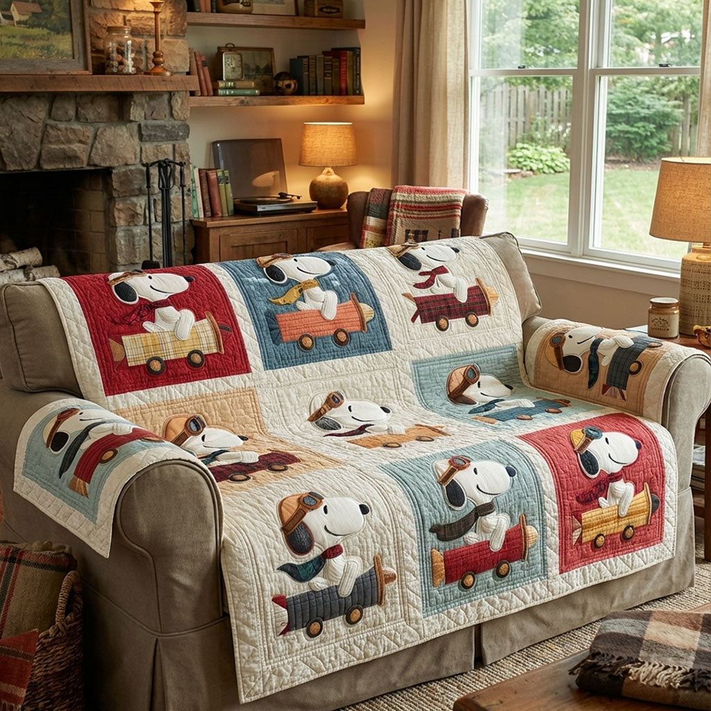Cottage Joy Mosaic Quilted Sofa Cover DMC0PT092