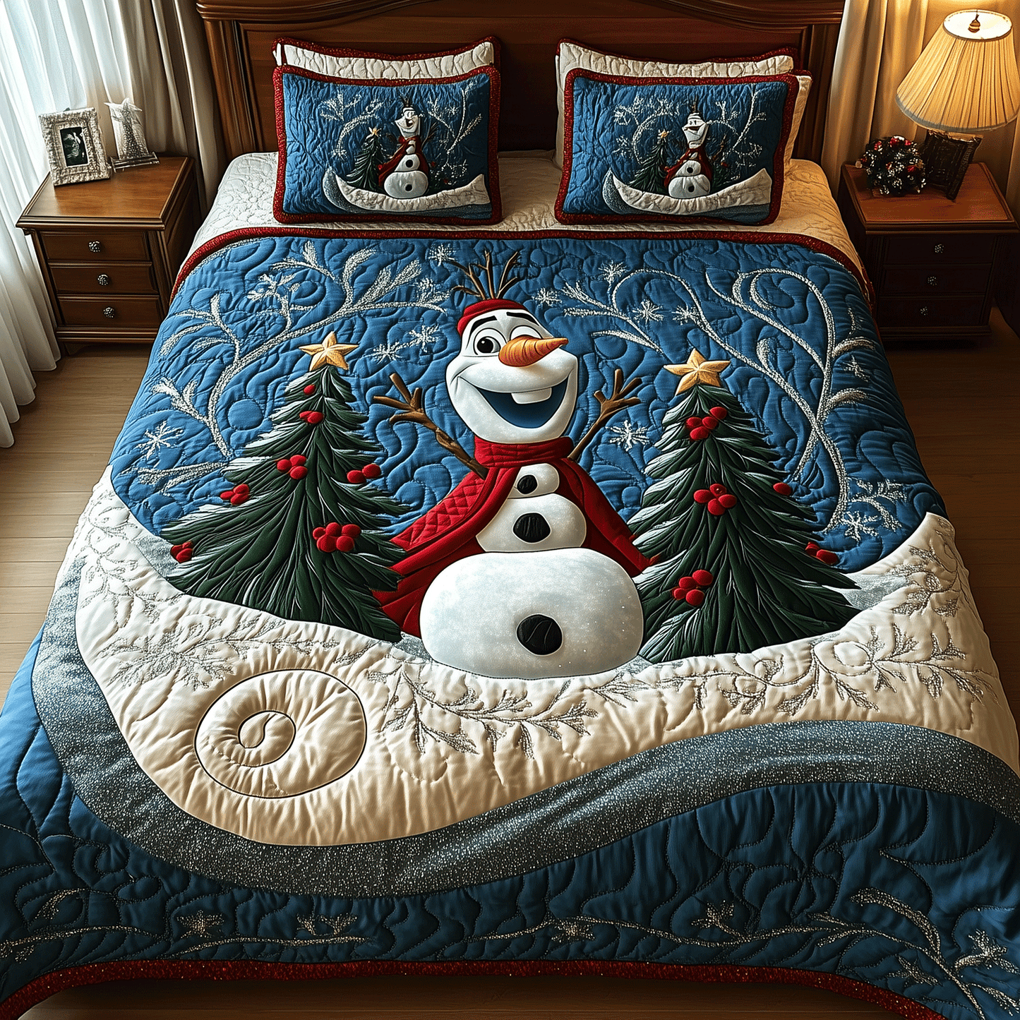 Cozy Snowman Dreams 3-Piece Quilted Bedding Set NCU0HT021