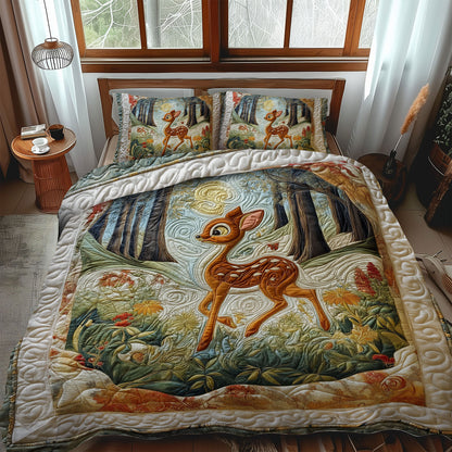 Enchanted Forest Fawn 3-Piece Quilted Bedding Set NCU0LT026