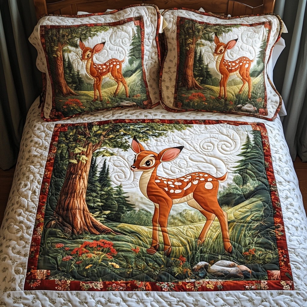 Forest Friends 3-Piece Quilted Bedding Set NCU0LT030