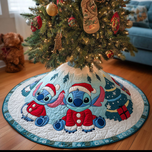 Frosted Blue Fun Quilted Tree Skirt NCU0HT082