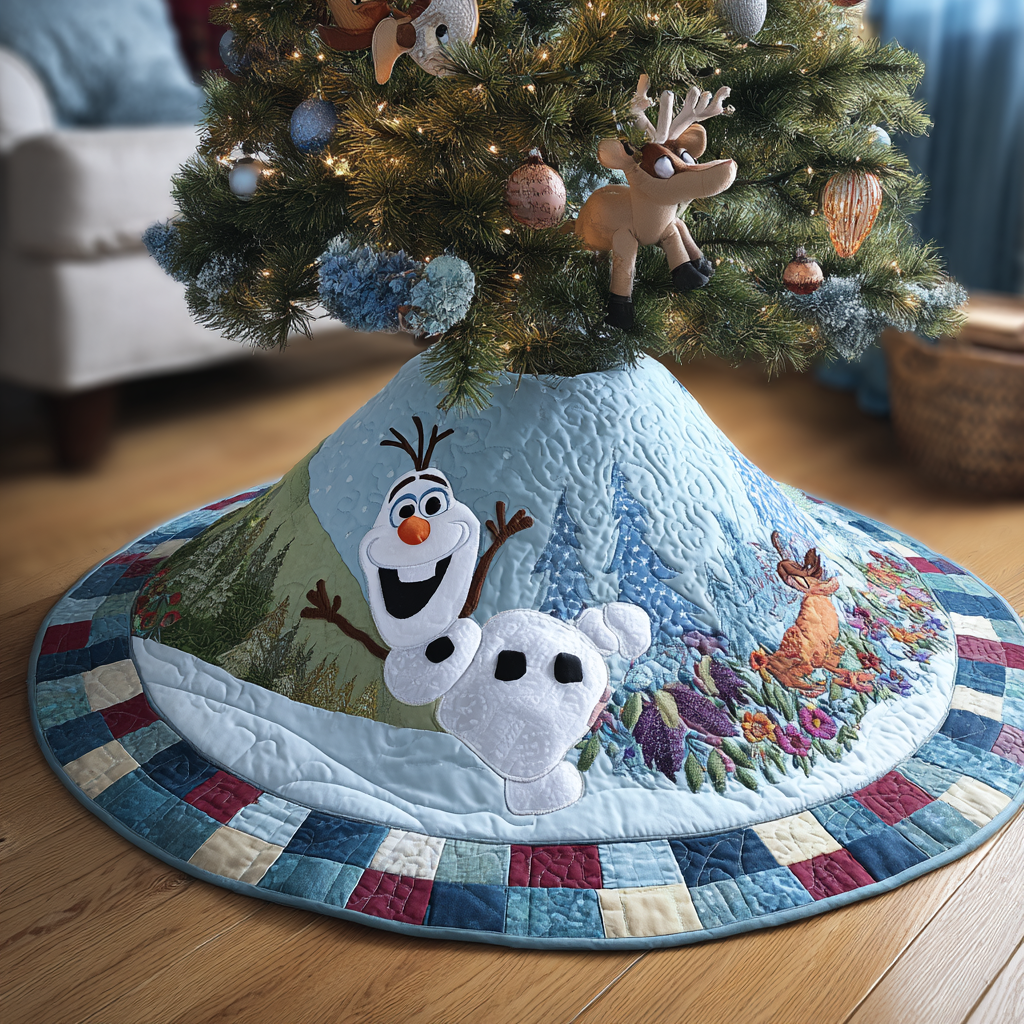 Frosty Flower Meadow Quilted Tree Skirt NCU0HT105