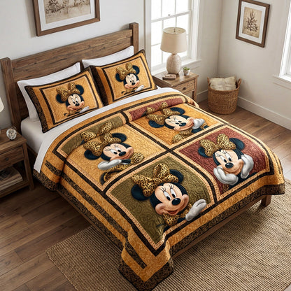 Golden Bow Dreams 3-Piece Quilted Bedding Set DMC0NT138