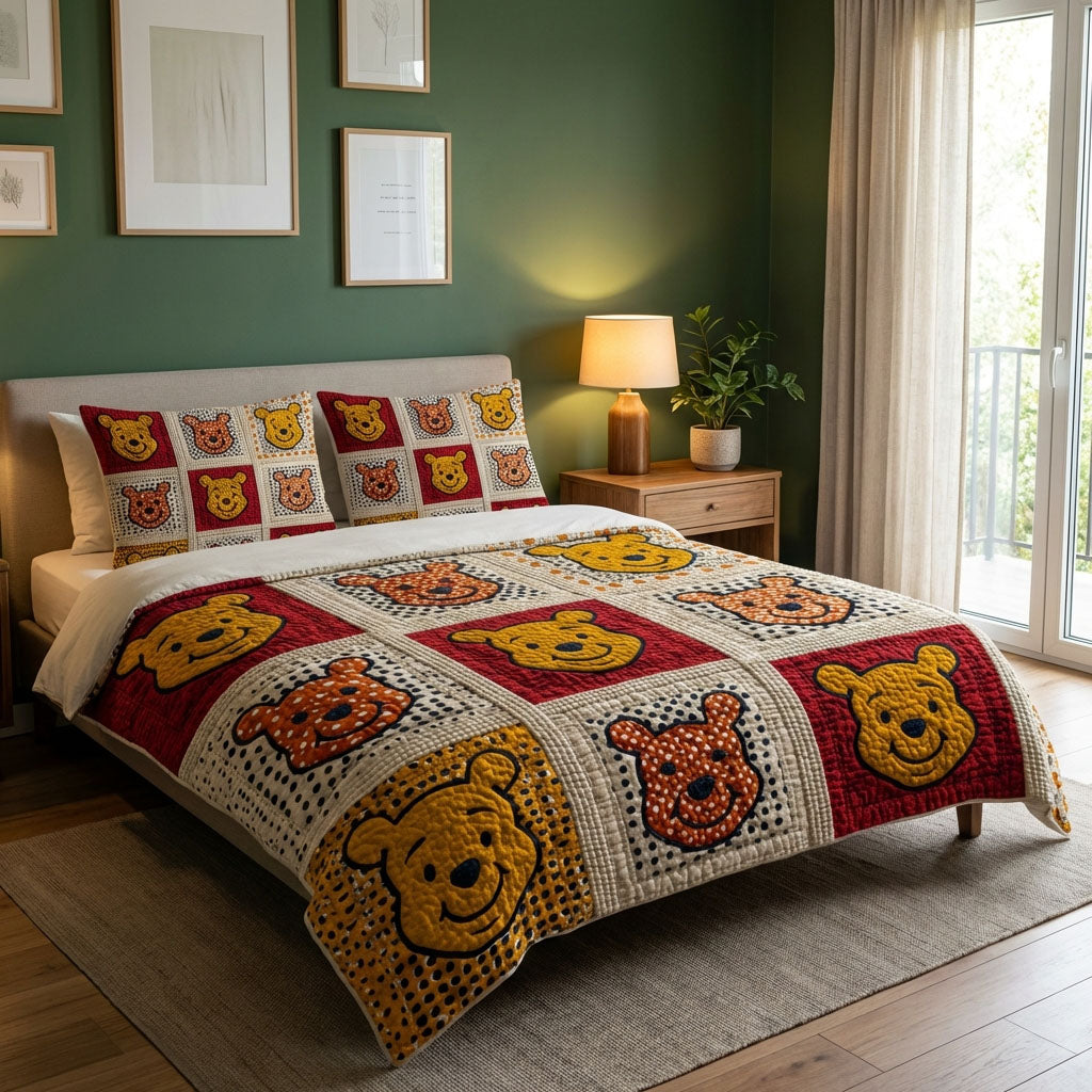 Golden Hug 3-Piece Quilted Bedding Set DMC0DK037