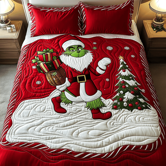 Green Christmas Nights 3-Piece Quilted Bedding Set NCU0HT030