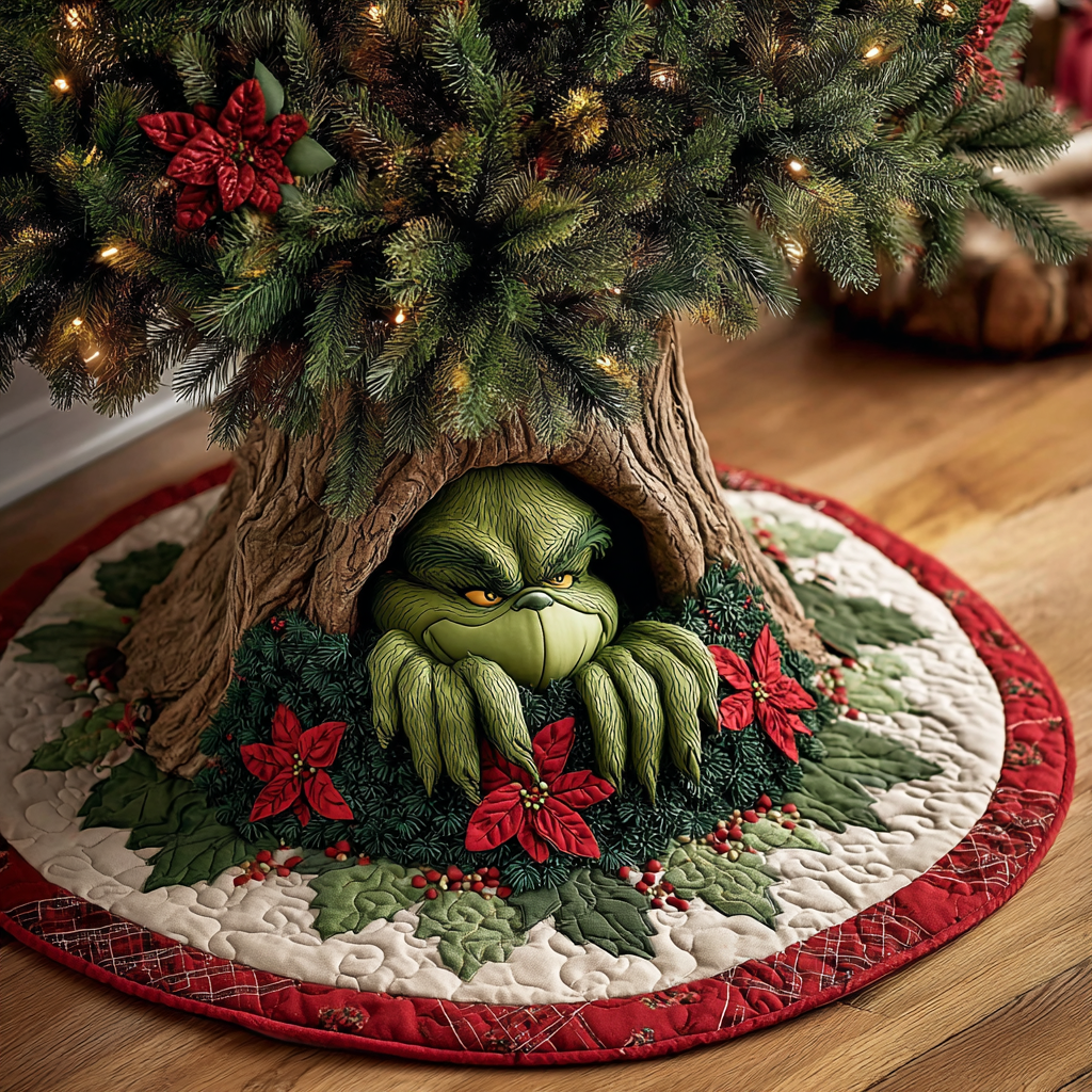 Green with Mischief Quilted Tree Skirt NCU0HT115