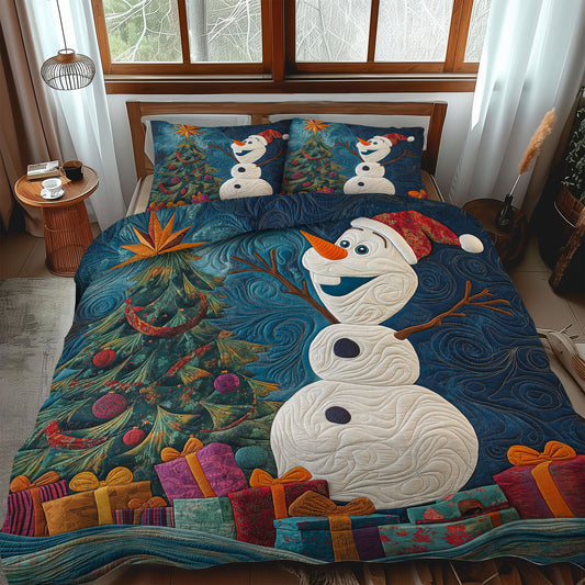 Happy Snowman 3-Piece Quilted Bedding Set NCU0LT066