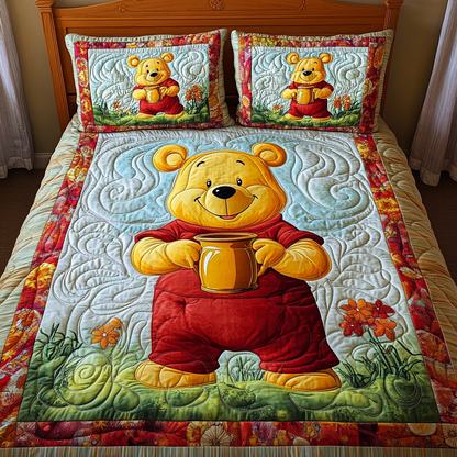 Honey Bear Dreams 3-Piece Quilted Bedding Set NCU0LT031