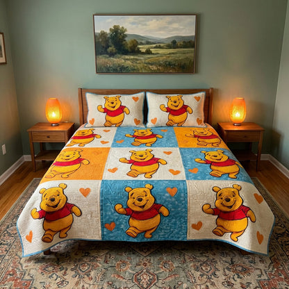 Honey Heart 3-Piece Quilted Bedding Set DMC0DK045