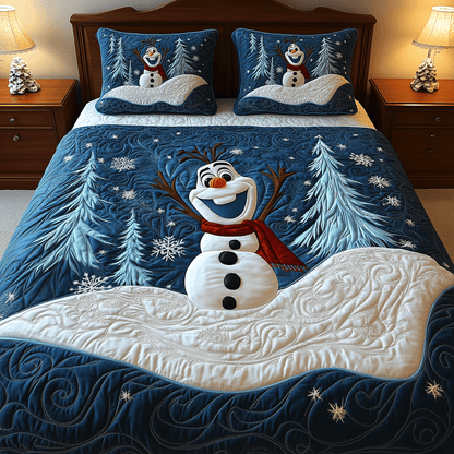 Jolly Snowman 3-Piece Quilted Bedding Set NCU0HT020