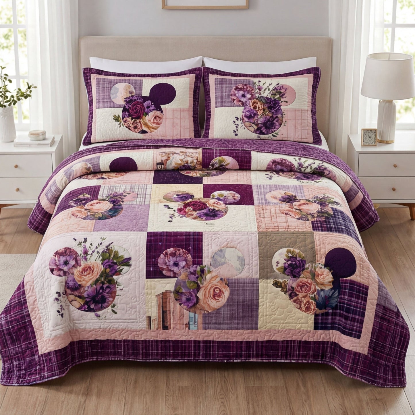 Lavender Bloom 3-Piece Quilted Bedding Set DMC0NT168
