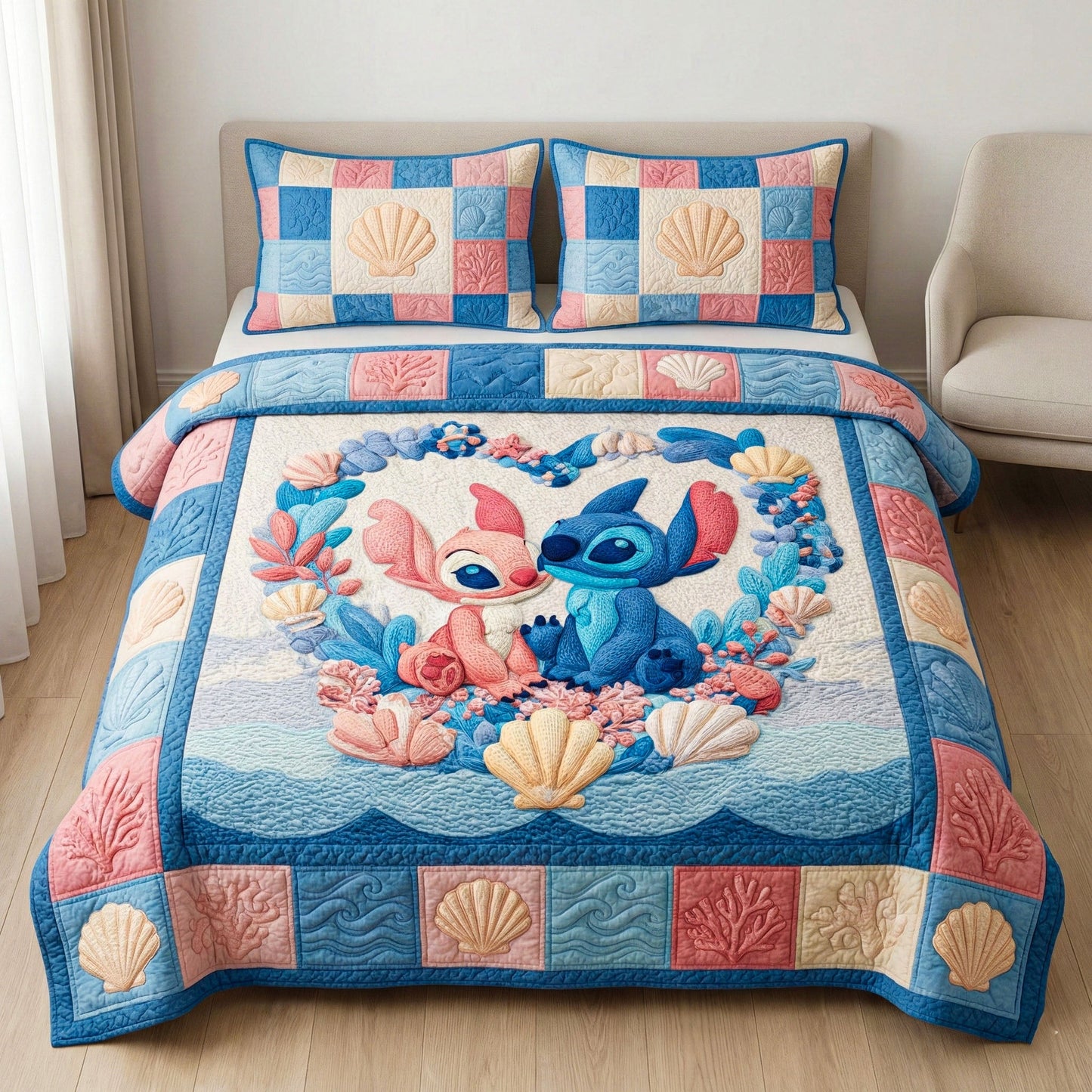 Loving Whispers 3-Piece Quilted Bedding Set DMC0NT067
