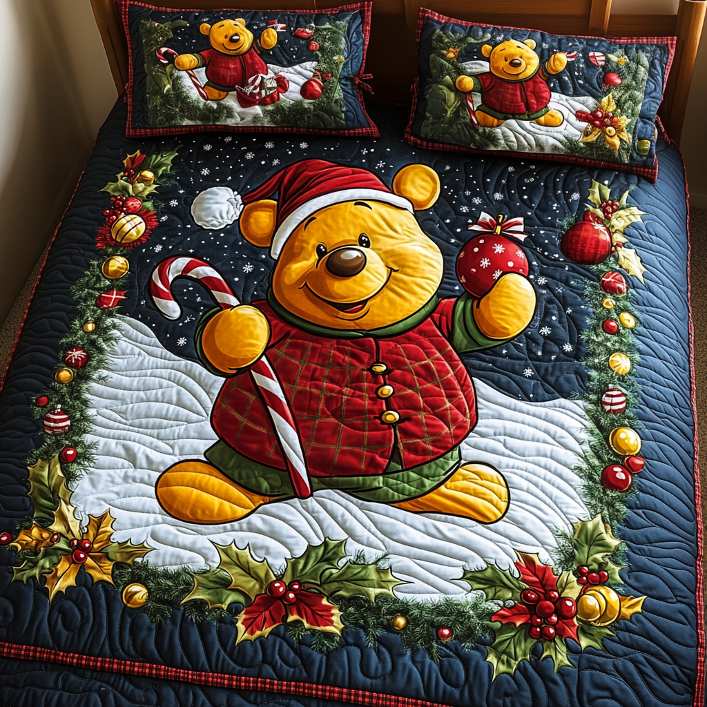 Merry Bear 3-Piece Quilted Bedding Set NCU0LT054