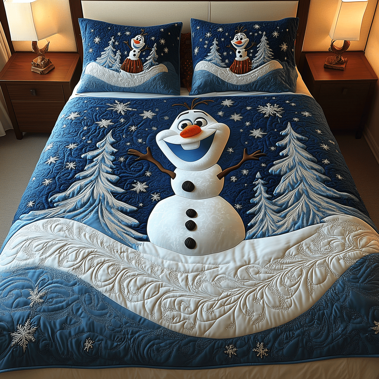 Merry Snowman 3-Piece Quilted Bedding Set NCU0HT023