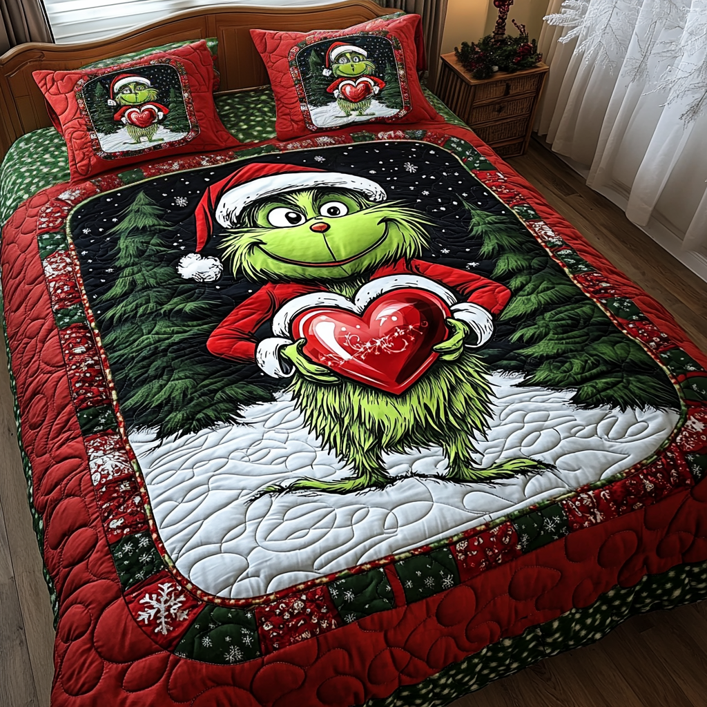 Naughty Holiday Nights 3-Piece Quilted Bedding Set NCU0LT018