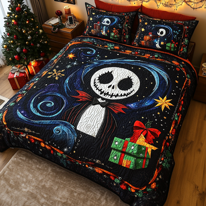 Nighttime Skeleton Cheer 3-Piece Quilted Bedding Set NCU0LT043