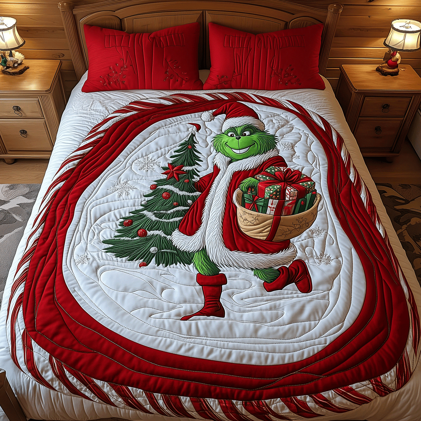 Playful Holiday Cheer 3-Piece Quilted Bedding Set NCU0HT035