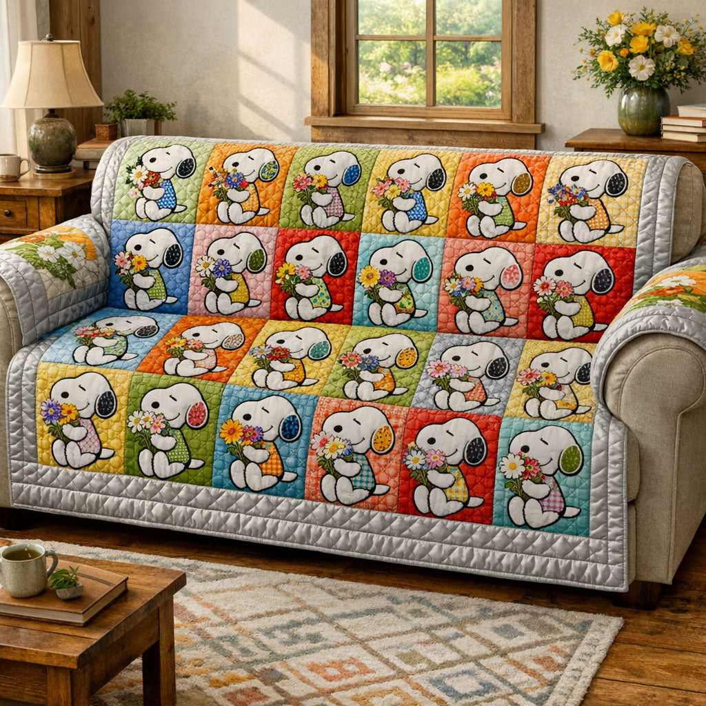 Playful Meadow Friends Quilted Sofa Cover DMC0PT099