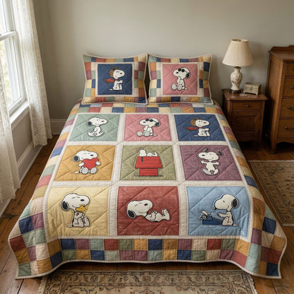 Playful Squares 3-Piece Quilted Bedding Set DMC0NT179