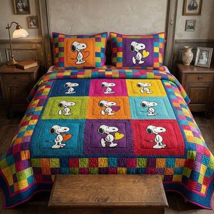 Rainbow Patch 3-Piece Quilted Bedding Set DMC0NT180