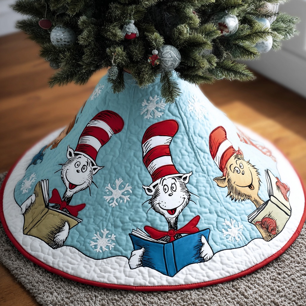 Red Hat Snow Day Quilted Tree Skirt NCU0HT111