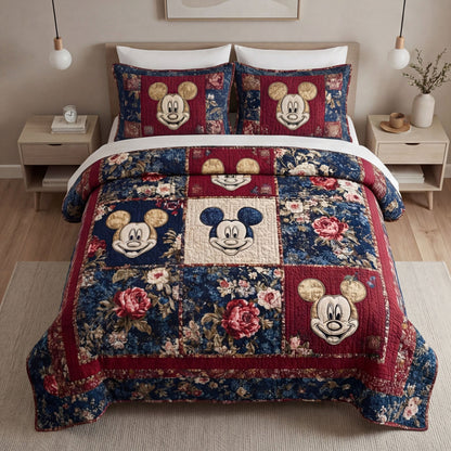 Rosewood Floral 3-Piece Quilted Bedding Set DMC0NT169