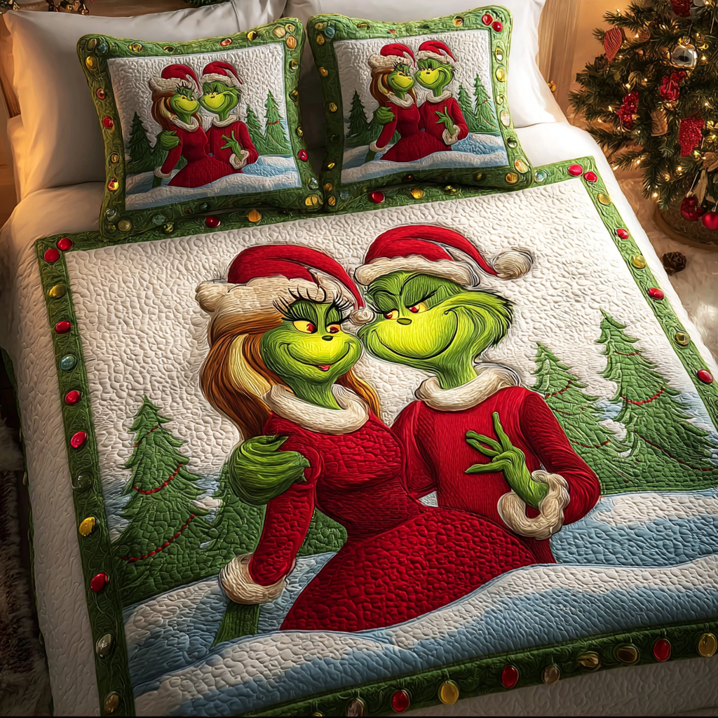 Sassy Claus Couple Quilted Bedding Set NCU0HT132