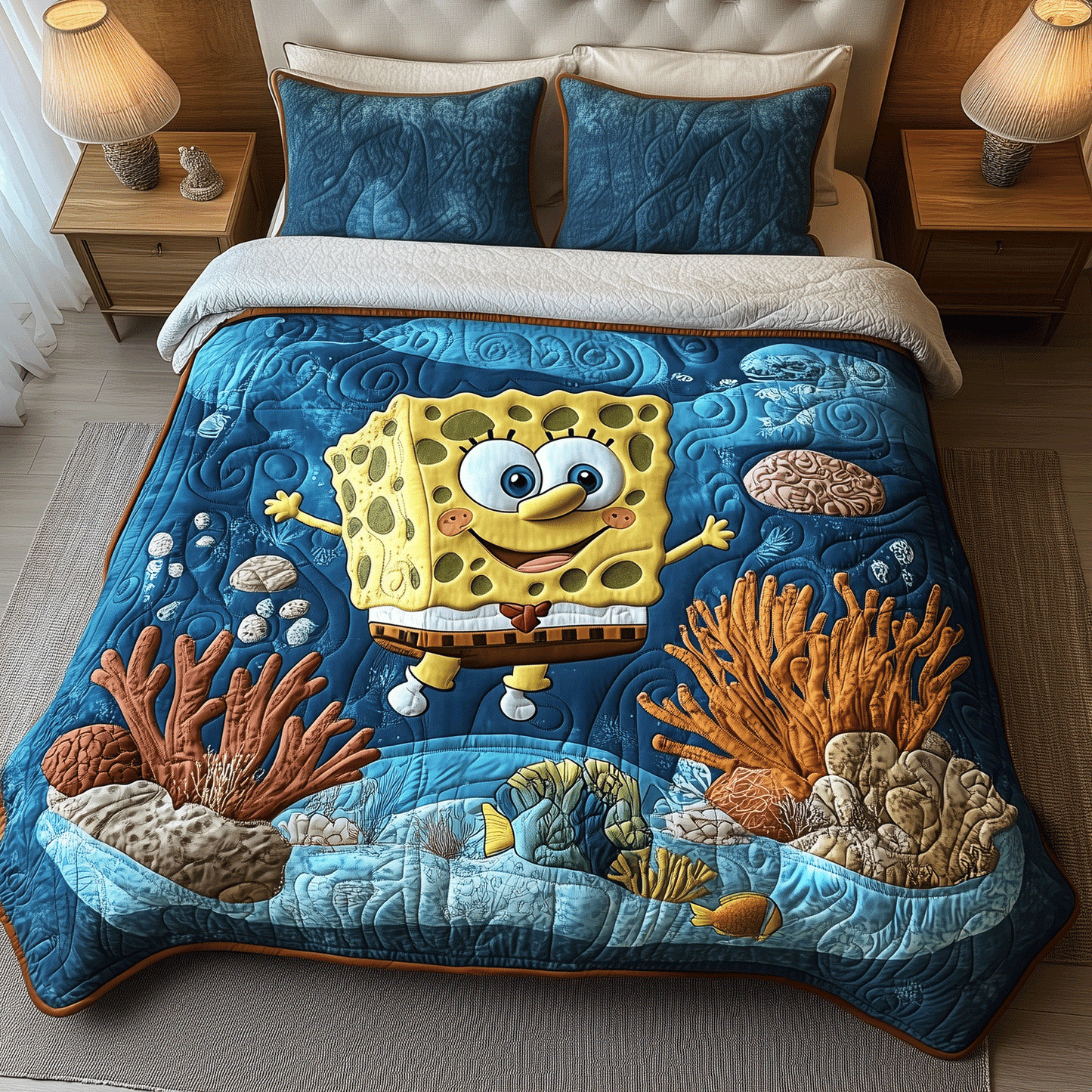 Sea Life Happiness 3-Piece Quilted Bedding Set NCU0HT047