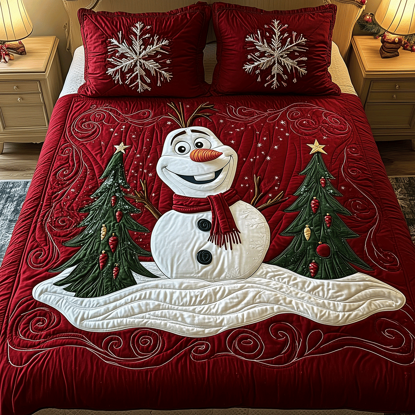 Snowman Bliss 3-Piece Quilted Bedding Set NCU0HT019