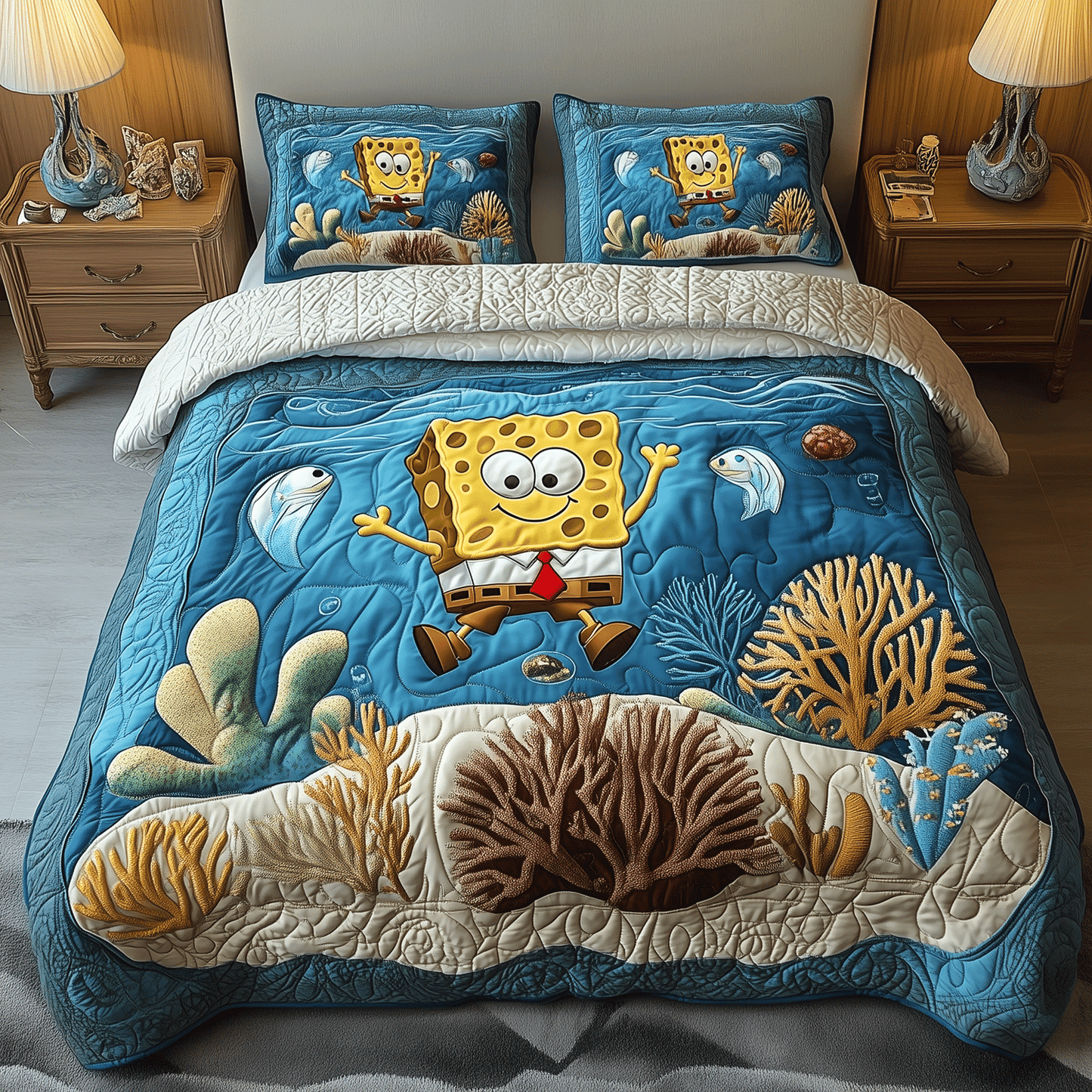 Deep Sea Dreams 3-Piece Quilted Bedding Set NCU0HT046