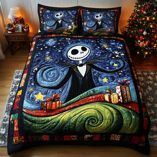 Spooky Starry Holidays 3-Piece Quilted Bedding Set NCU0LT046