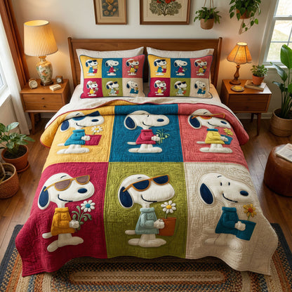 Sunshine Blossom Story 3-Piece Quilted Bedding Set DMC0PT087
