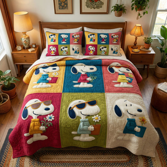 Sunshine Blossom Story 3-Piece Quilted Bedding Set DMC0PT087