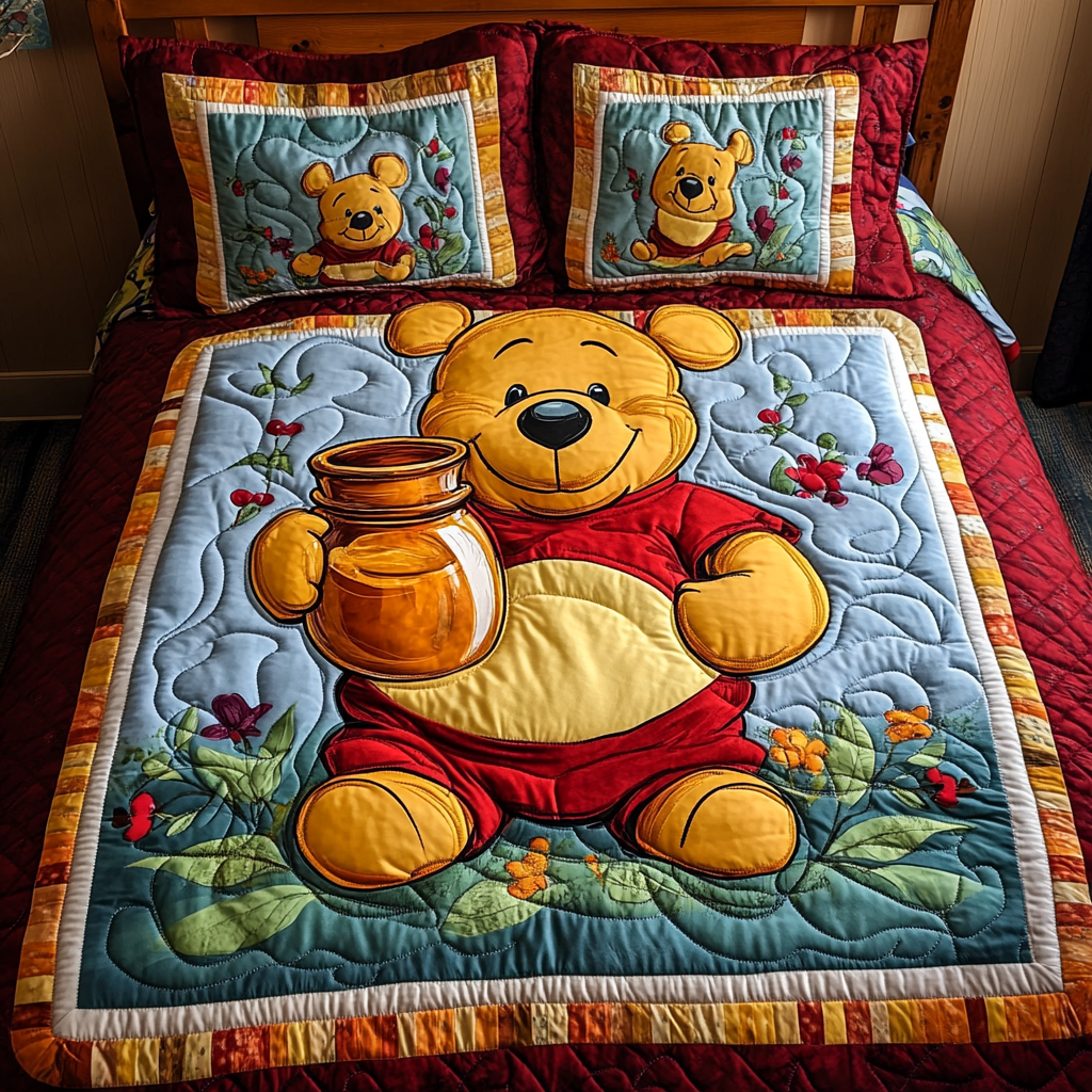 Sweet Honey Hug 3-Piece Quilted Bedding Set NCU0LT032