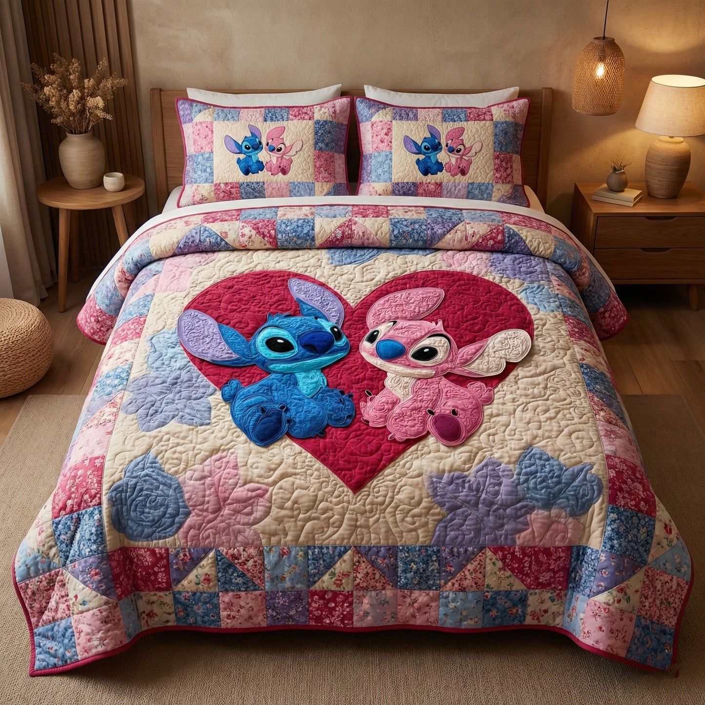 Sweet Companions 3-Piece Quilted Bedding Set DMC0NT071